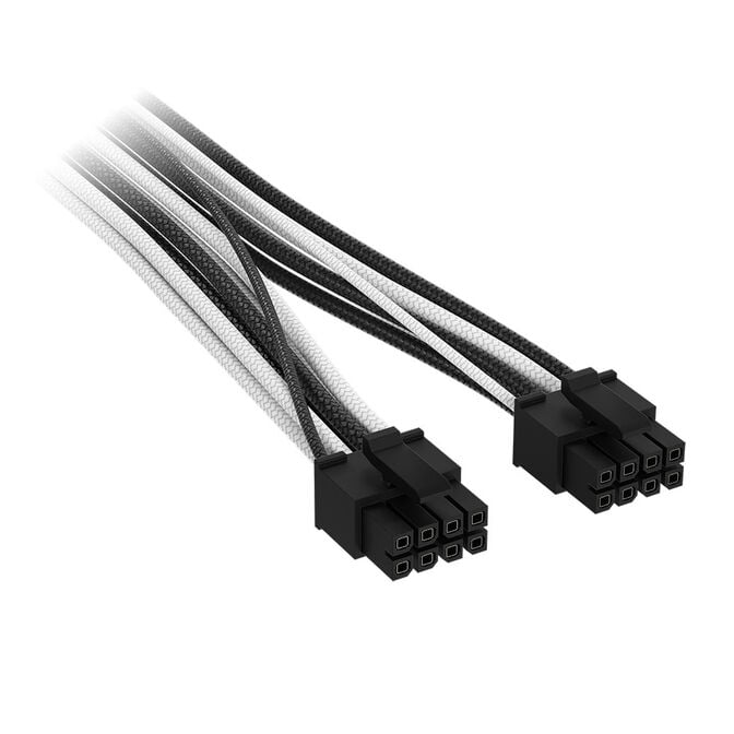 Corsair Premium Sleeved 2x 8-Pin to 12V-2x6 Cable, for Type-5 Power Supply - Black/White image number 2