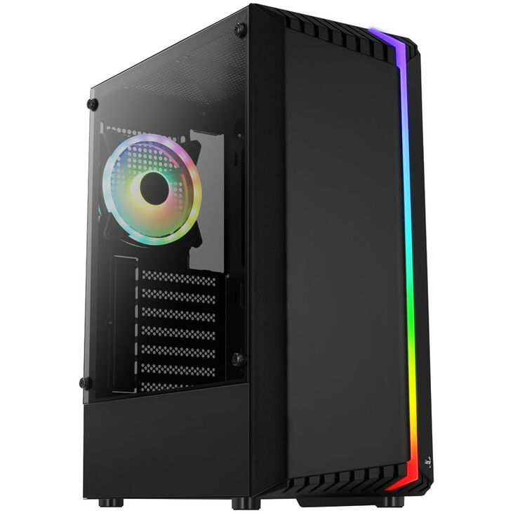Aerocool Bionic v2 Midi-Tower, RGB, Tempered Glass - schwarz image number 0
