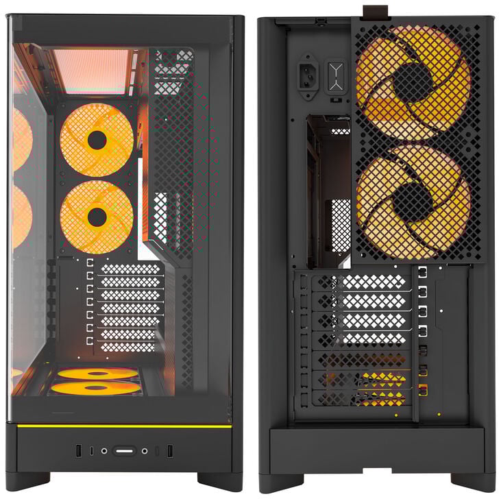 Montech HS02 PRO PC-Gehäuse, Midi-Tower, ATX, Tempered Glass, ARGB - schwarz image number 6