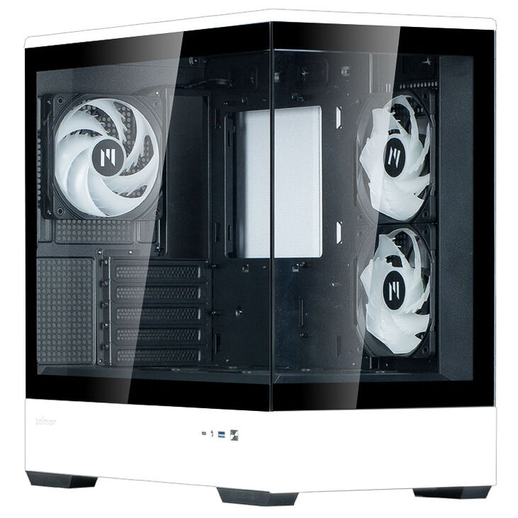Zalman P30 PC-Gehäuse, Mini-Tower, mATX, Tempered Glass - schwarz / weiß image number 3