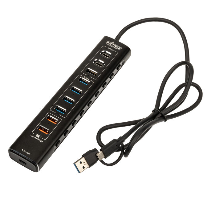 Nitro Concepts UH1, 10-Port Hybrid USB-Hub, USB 3.2 image number 0