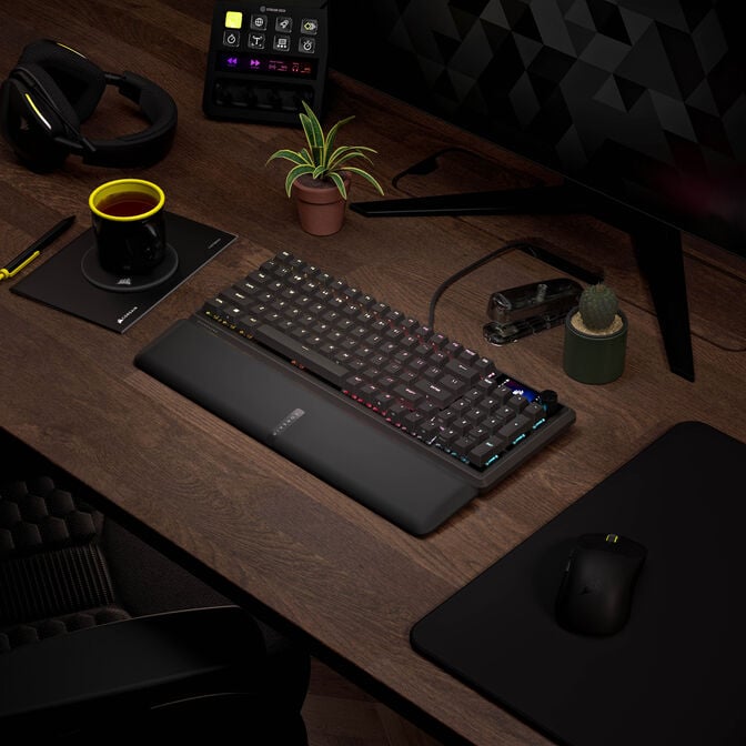 Corsair Vanguard 96 Wireless Gaming Keyboard, Mechanical, RGB, LCD Display, DE Layout - Black image number 12