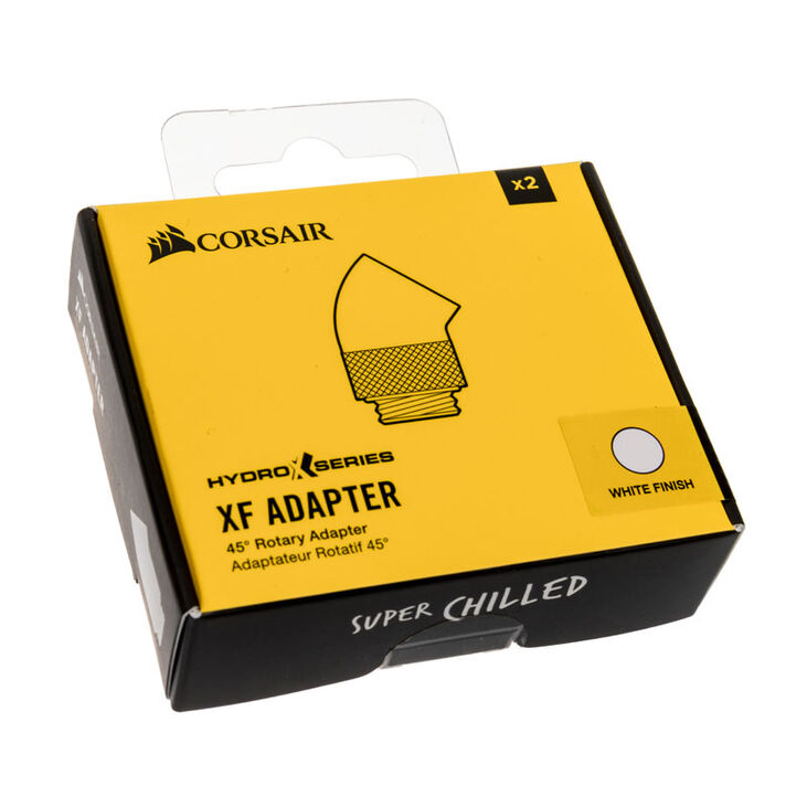 Corsair Hydro X Series Adapter 45 Degree G1/4 inch Male to G1/4 inch Female - 2 Pack, Rotatable, White image number 2