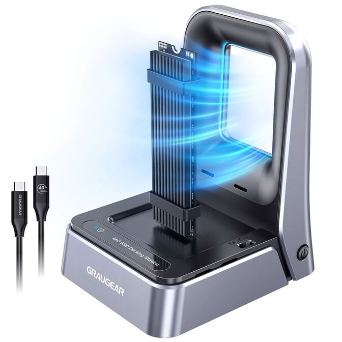 Graugear G-M2DK2-40G M.2 Docking Station, USB4, PCIe Gen4x4 NVMe Support, aktive K&uuml;hlung - schwarz image number 1