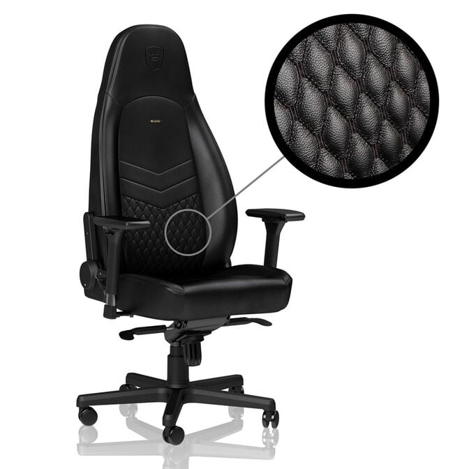noblechairs ICON Real Leather Gaming Chair - Black/Black image number 0