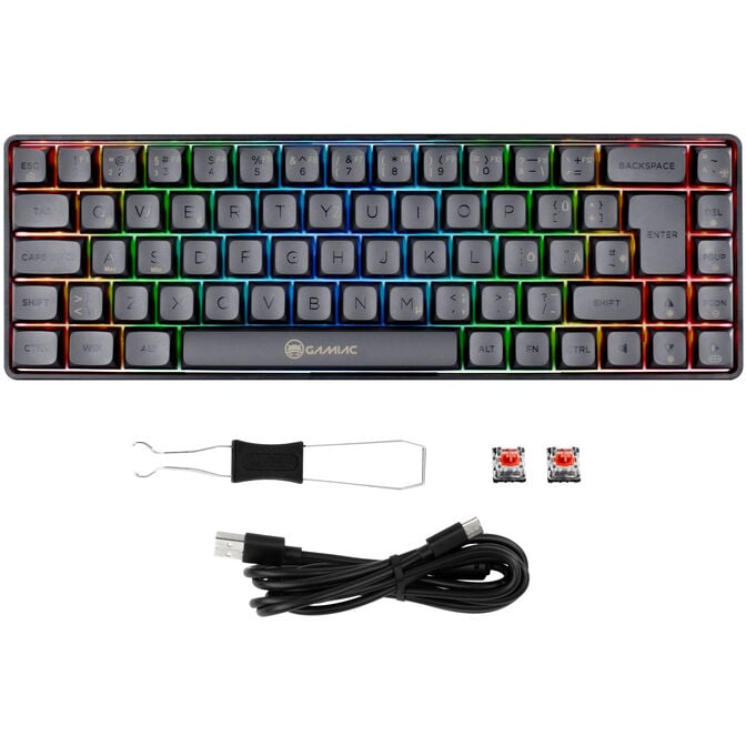 GAMIAC TKL69G SF Gaming Keyboard, Kailh Red Switches, RGB - black/grey image number 6