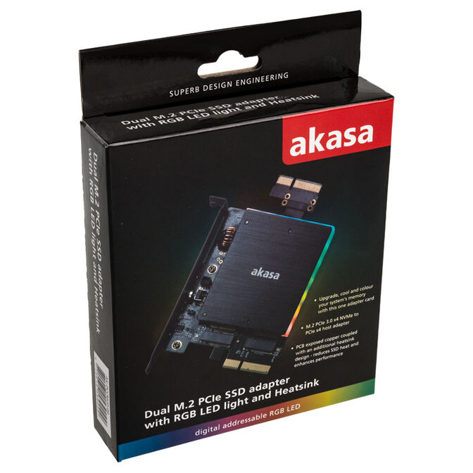 Akasa Dual M.2 PCI-E RGB LED Adapter Card image number 5