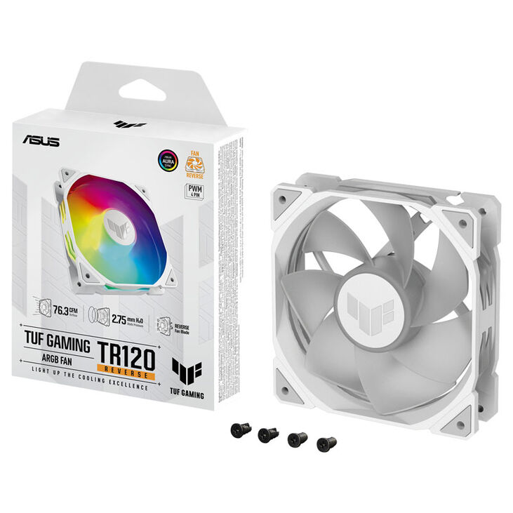 ASUS TUF Gaming TR120 Reverse, PWM ARGB Lüfter - 120 mm, weiß image number 4