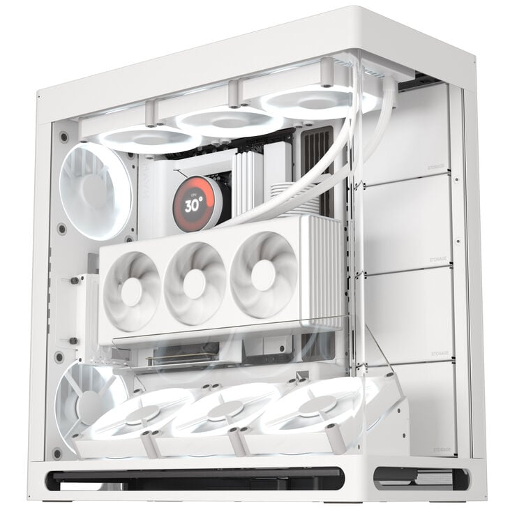 HAVN HS 420 VGPU PC-Gehäuse, Midi-Tower, E-ATX, Tempered Glass, PCIe 5.0 Riser Kabel - weiß image number 1