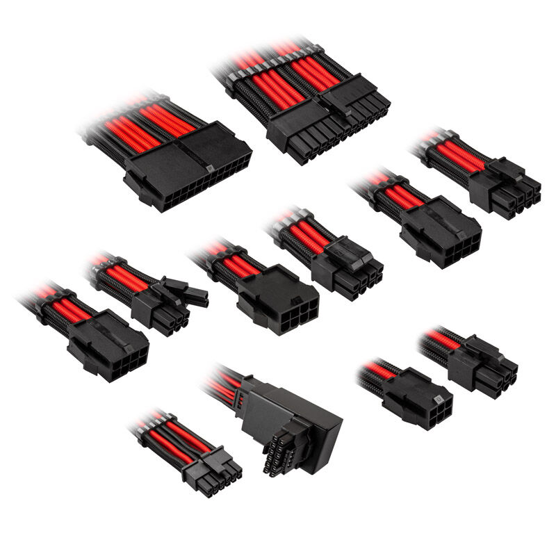 Kolink Core Pro Braided Cable Extension Kit 12V-2x6 Typ 1 - Jet Black/Racing Red Image