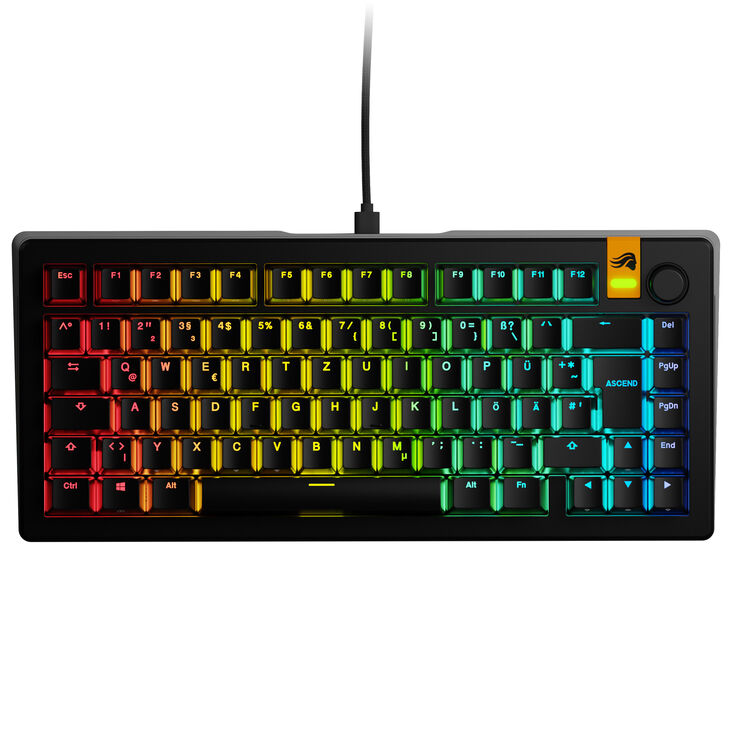 Glorious GMMK 3 HE 75% Custom Gaming Keyboard - Pre-Built, ISO (DE), Fox HE Switches, Black image number 1