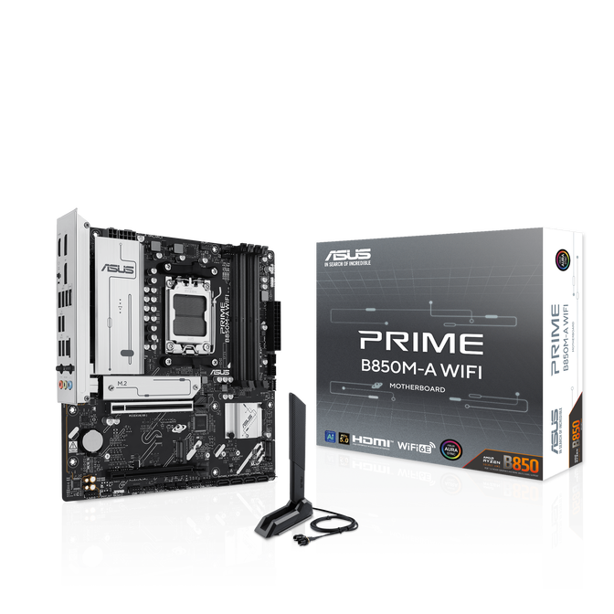 ASUS PRIME B850M-A WiFi Motherboard, Socket AM5, AMD B850, ATX, DDR5 image number 0