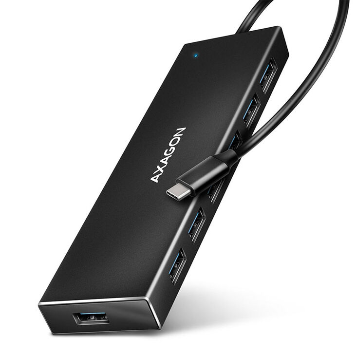 AXAGON HUE-F7C 7x USB 3.2 Gen 1 Aluminium Flat Hub, 30 cm USB-C cable image number 0