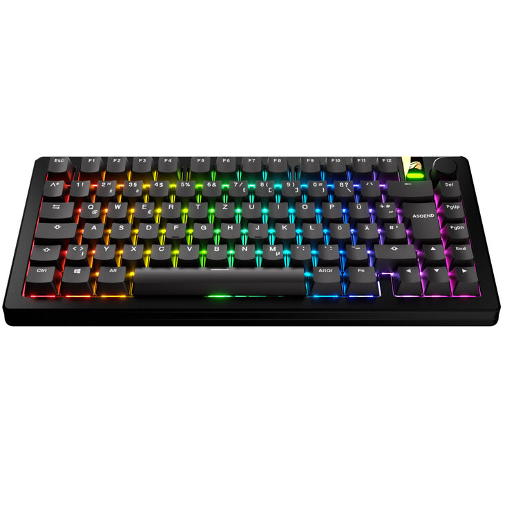 Glorious GPBT Basics Keycaps, ISO Layout (DE), PBT, Doubleshot - Classic Black image number 1
