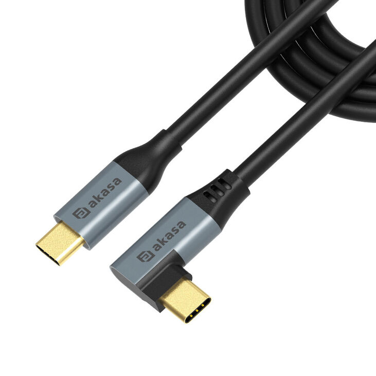 Akasa USB Typ C zu USB Typ C 100W PD Ladekabel, gewinkelt - schwarz image number 1
