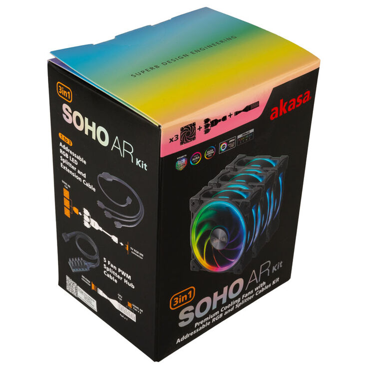 Akasa SOHO AR Kit, ARGB-Lüfter, 120 mm - 3er Pack image number 7
