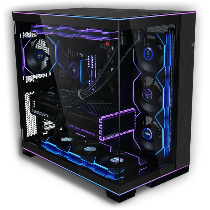 High-end gaming PC configurator, Lian Li O11 Dynamic EVO, Intel LGA 1851, Core Ultra processor, RTX 5080 / 5090 GPU, AiO water cooling &ndash; ATX, black image number 1