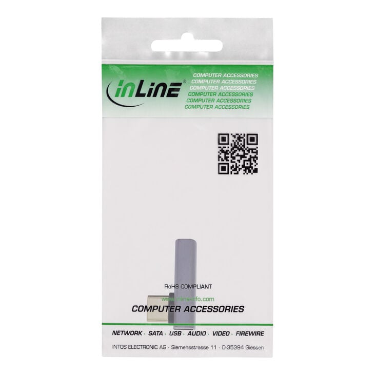 InLine® USB4 Adapter - USB-C plug/socket angled vertically left/right, grey image number 2
