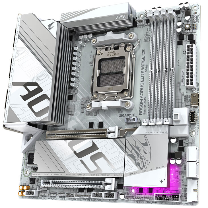 GIGABYTE B850M Aorus Elite WiFi6E ICE Motherboard, sockel AM5, AMD B850, mATX, DDR5 image number 4