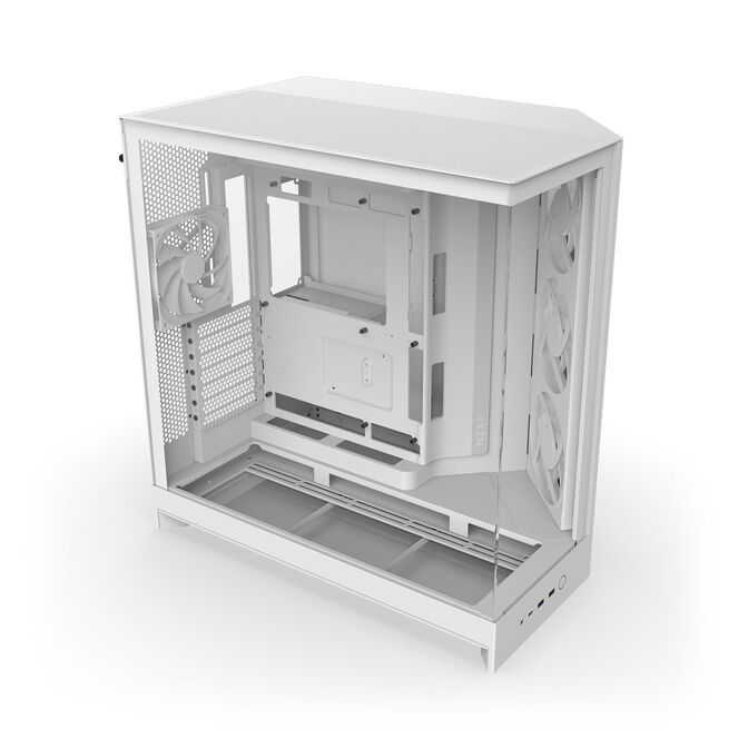 NZXT H9 Flow RGB PC Case, Mid-Tower, E-ATX, Tempered Glass - White image number 6