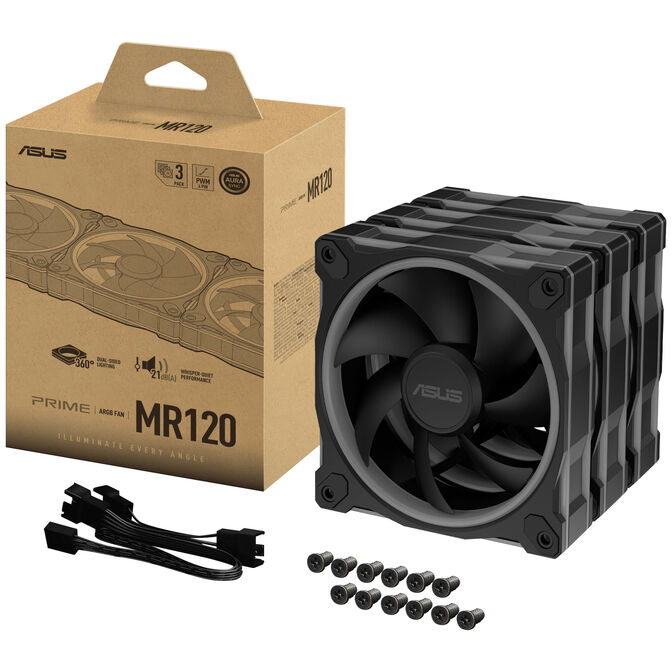 ASUS Prime MR120 ARGB Fan, PWM, Aura Sync - 120mm, black, triple-pack image number 14
