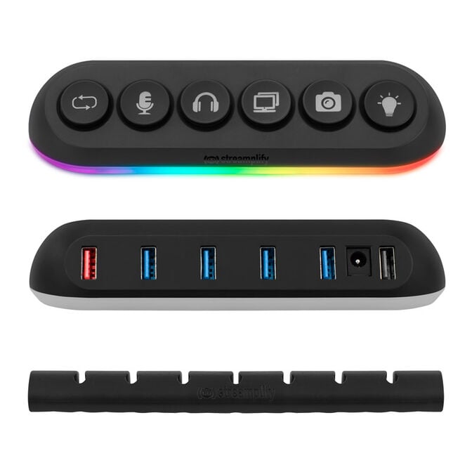 Streamplify HUB DECK 5, 4x USB 3.0, 1x USB 2.0, RGB, 12V, EU-Netzkabel - schwarz image number 4