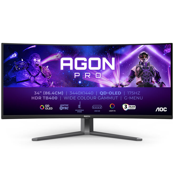 AOC AGON Pro AG346UCD, 34 inch Curved Gaming Monitor, 175 Hz, QD OLED, Adaptive Sync image number 1