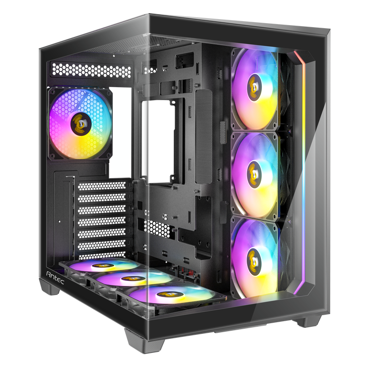 Antec C5 Computer Case, Mid-Tower, ATX, RGB, Tempered Glass - black image number 6