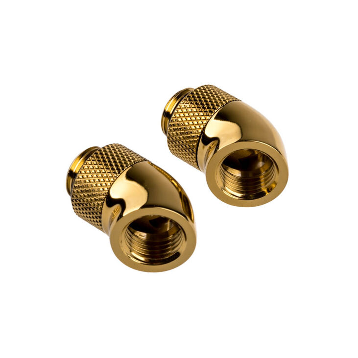 Corsair Hydro X Series Adapter 45 Grad G1/4 Zoll AG auf G1/4 Zoll IG - 2er Pack, drehbar, gold image number 1