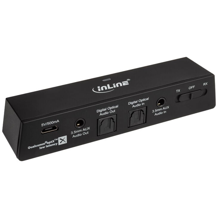 InLine Bluetooth Audio Transceiver, Transmitter/Receiver, BT 5.0, aptX - black image number 1