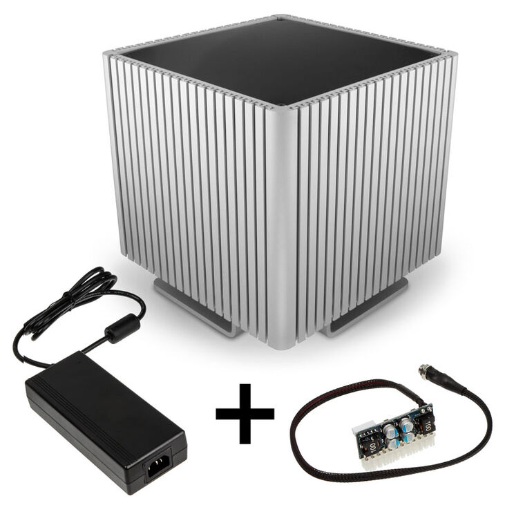 Streacom DB4 Fanless Cube-Gehäuse + Nano 120 Watt Netzteil - silber image number 0