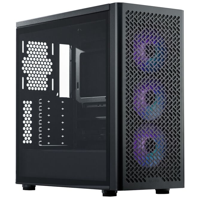 Cooler Master Elite 502 PC Case, Mid Tower, ATX, ARGB, Tempered Glass - Black image number 0