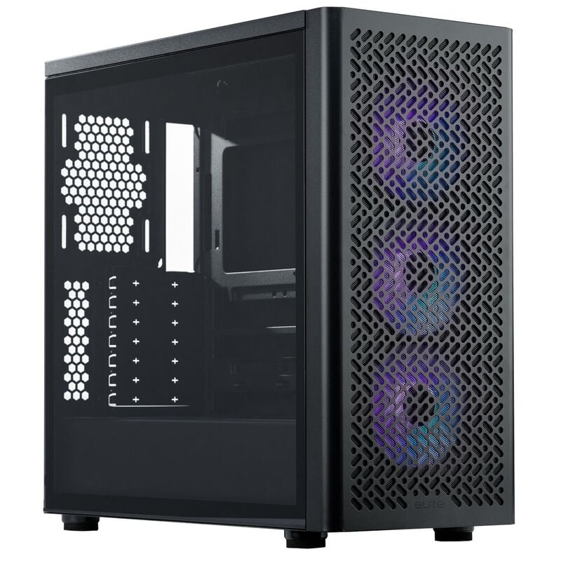 Cooler Master Elite 502 PC-Gehäuse, Midi-Tower, ATX, ARGB, Tempered Glass - schwarz