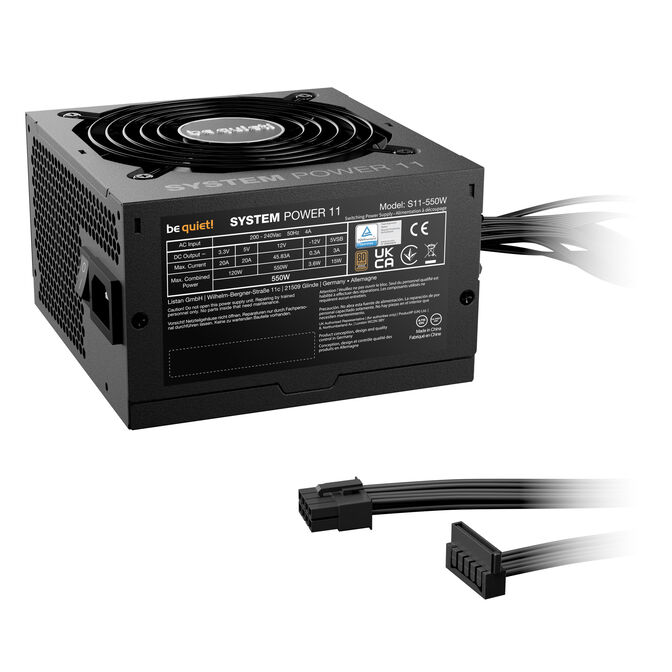 be quiet! System Power 11 80 PLUS Bronze Power Supply, ATX 3.1, PCIe 5.1 - 550 Watts, black image number 1
