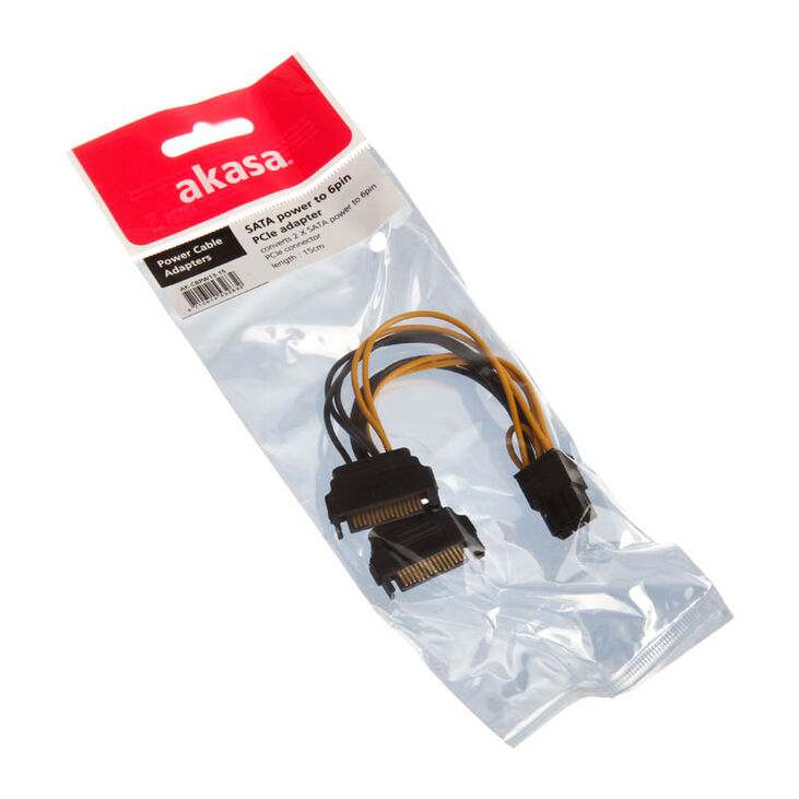 Akasa 2x 15-Pin-SATA auf 1x 6-Pin-PCIe Adapter image number 4