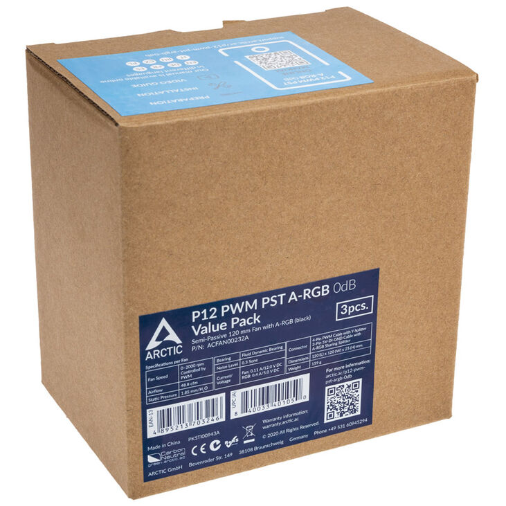 Arctic P12 PWM PST A-RGB 0db Lüfter, schwarz - 120mm, 3er Pack image number 6