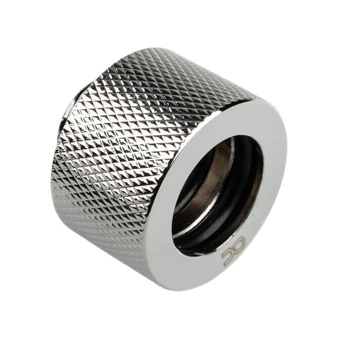 Alphacool HT connection straight G1/4 inch female thread to 16mm outer diameter hard tube - knurled, shiny silver image number 0