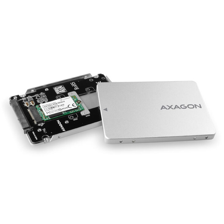 AXAGON RSS-M2SD enclosure for M.2 SATA SSDs up to 2280 - Aluminium, silver image number 2