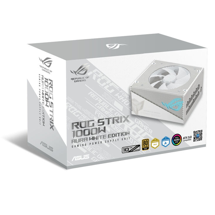 ASUS ROG Strix 1000W Gold Aura, 80 PLUS Gold power supply, modular, PCIe 5.0 - 1000 Watt, white image number 9