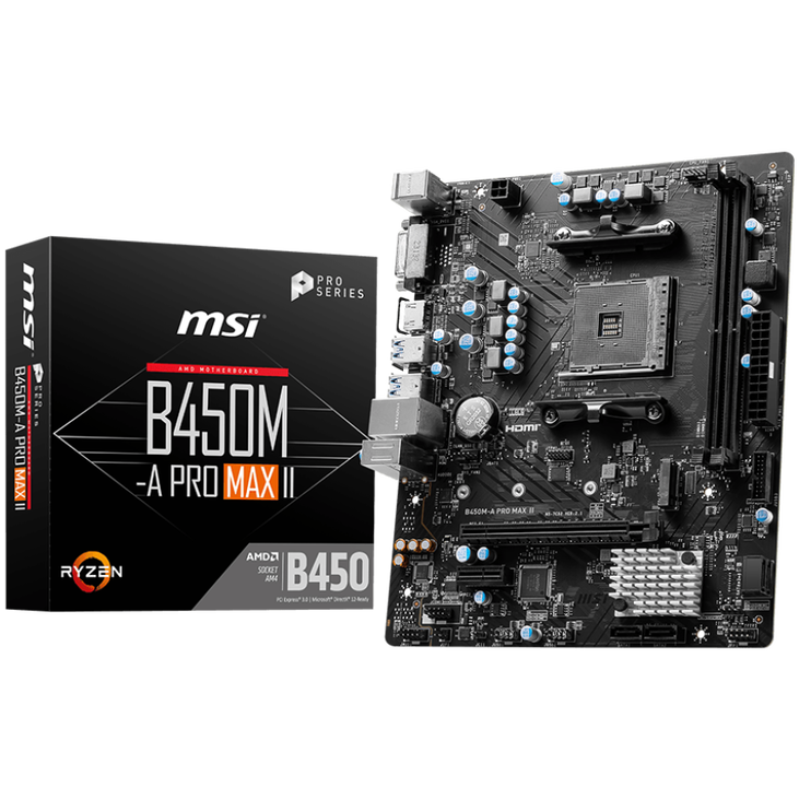 MSI B450M-A PRO Max II motherboard, Socket AM4, AMD B450, mATX, DDR4 image number 0