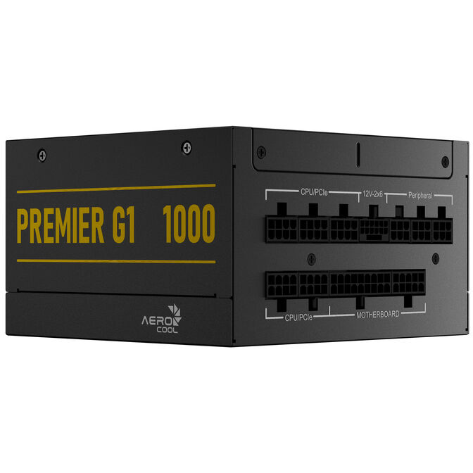 AeroCool Premier G1 80 PLUS Gold Power Supply, PCIe 5.1, ATX 3.1 - 1000 Watt, black image number 2