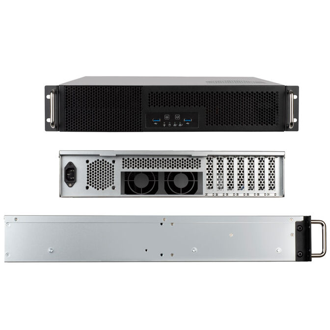 SilverStone RM23-502 Rackmount Server Case, ATX, USB 3.0 - 2U - black image number 2