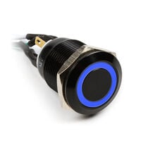 Impactics Vandalismustaster 19mm, IP65, blaue LED - schwarz