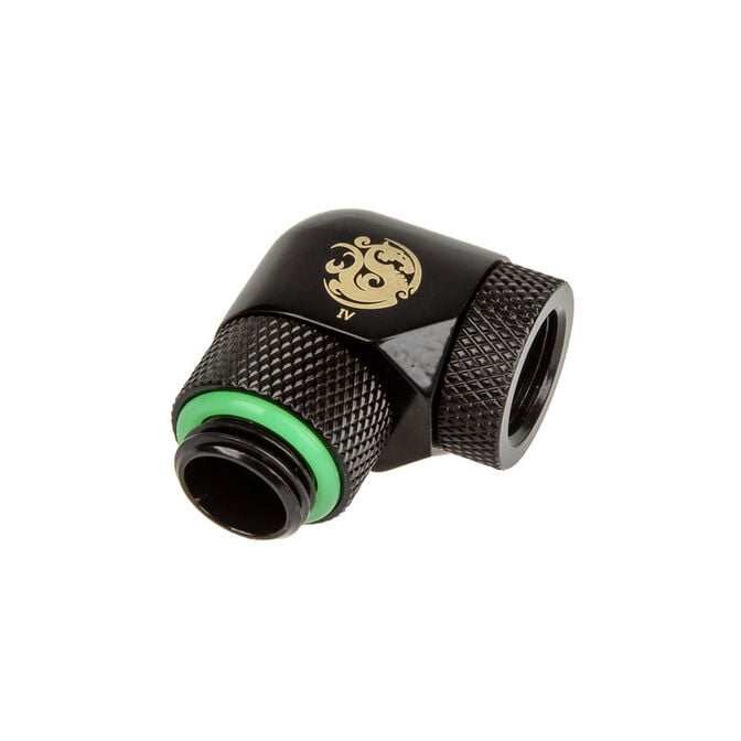 Bitspower Adapter 90 Grad G1/4 Zoll AG auf G1/4 Zoll IG - beidseitig drehbar, schwarz matt image number 0