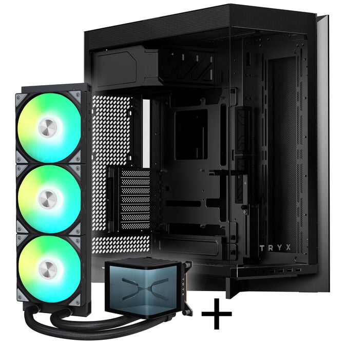 TRYX LUCA L70 Midi Tower - Black + PANORAMA 360 ARGB AiO Water Cooling, 3D AMOLED Display, 360mm - Black image number 0