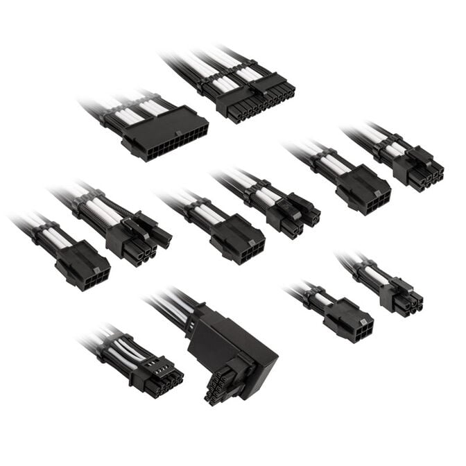 Kolink Core Pro Braided Cable Extension Kit 12V-2x6 Type 2 - Jet Black/Brilliant White image number 0