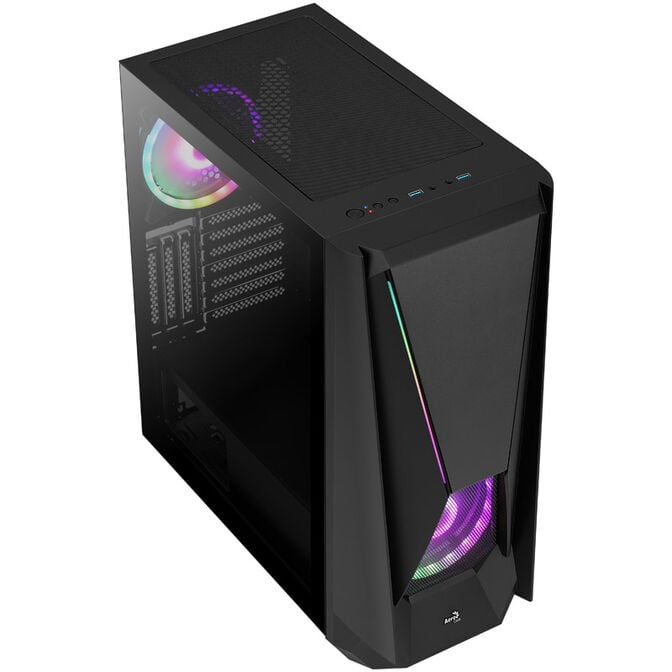 Aerocool Visor Mid Tower, Tempered Glass - Black image number 1