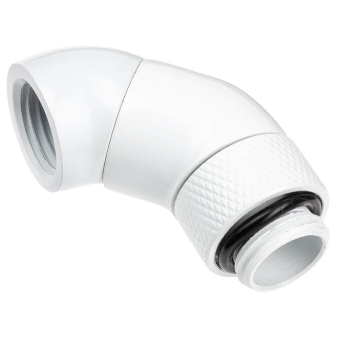 Alphacool Eiszapfen Winkeladapter, 45 Grad, doppelt, drehbar, G1/4 AG auf G1/4 IG - wei&szlig; image number 2