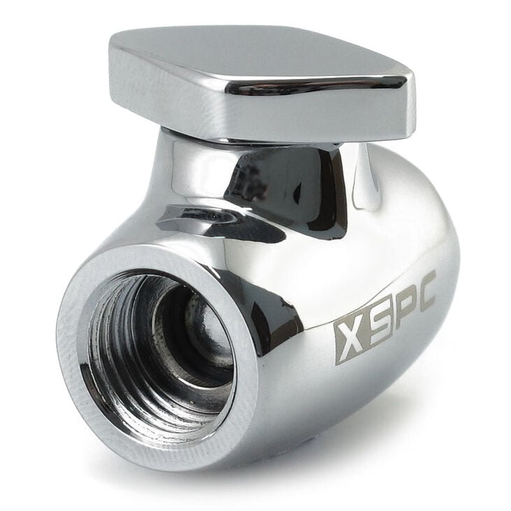 XSPC G1/4 Kugelhahn - Messing, Silber-Chrome image number 3