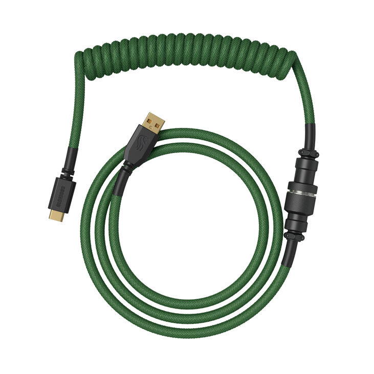 Glorious GMMK Coiled Cable Forest Green, Spiral Keyboard Cable, USB-C/USB-A – Dark Green/Black image number 1